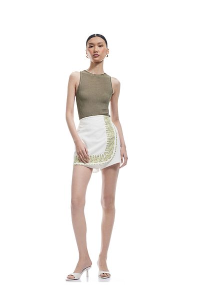 Koton Embroidered Scalloped Viscose Mini Shorts Skirt