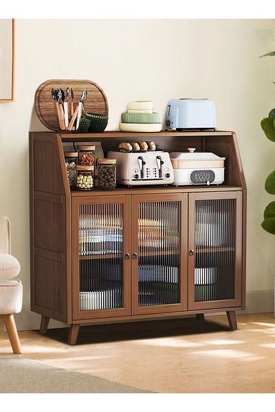 EqiEch Kitchen Corner Cabinet with Doors & Shelves for Living Room & Kitchen, 100x35x95cm