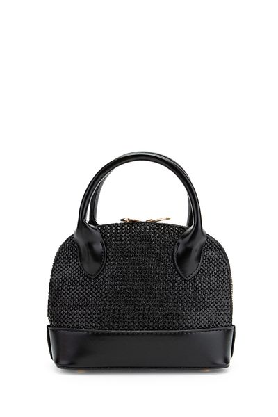 minebag Geantă de damă din piele artificială cu detalii din paie Matilda Black