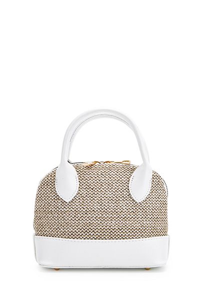 minebag Straw Detailed Faux Leather Women's Crossbody Bag Matilda White