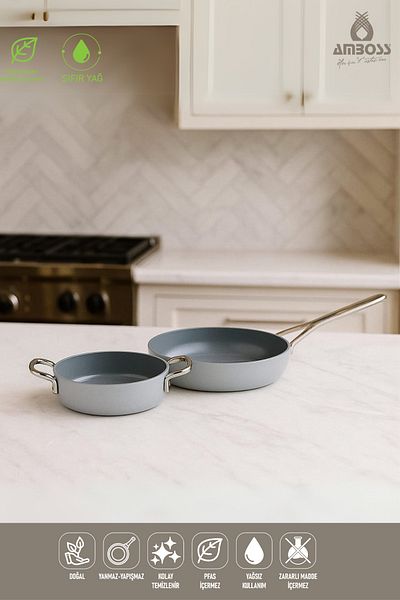 Amboss Sera Nova 2 Piece Ceramic Pan Set – Gray