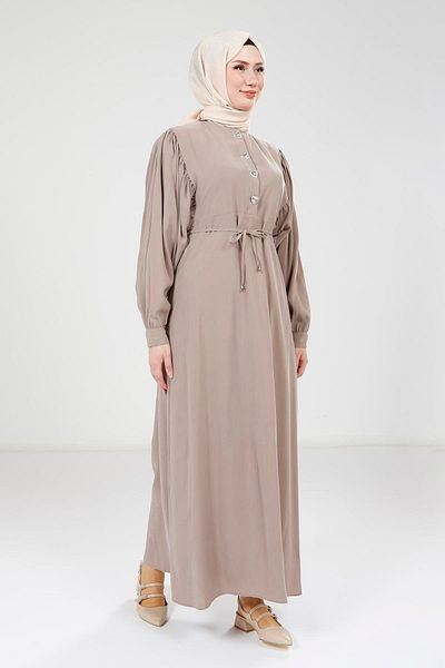 Beyza Φόρεμα με λεπτομέρεια μπεζ Modal 9174