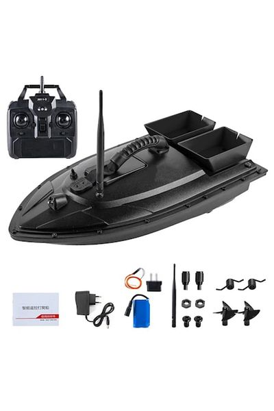 OEM Fishing Bait Boat with Remote Control, ABS, Dual Motor, 500m Range, 1.5kg Capacity, 5200mAh, Black