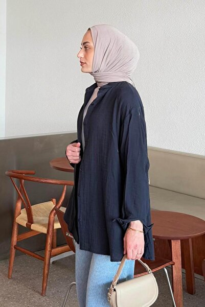 lamelif Πουκάμισο Hijab Muslin Navy Blue