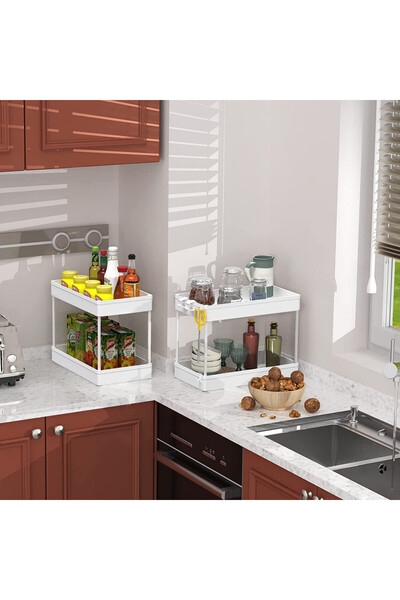 SPACEKEEPER storage unit, 2 tiers, white, plastic, 40 x 22 x 31 cm