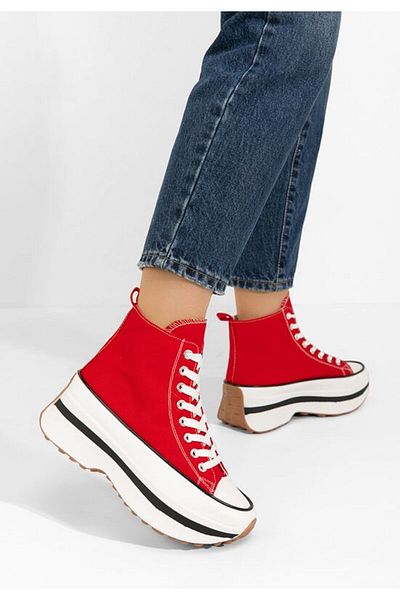 B T Shoes Red Francene platform sneakers