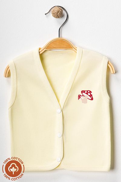 Miniel Unisex Baby Mushroom Printed Cotton Lycra-Free Rib Fabric Combed Cotton Baby Vest