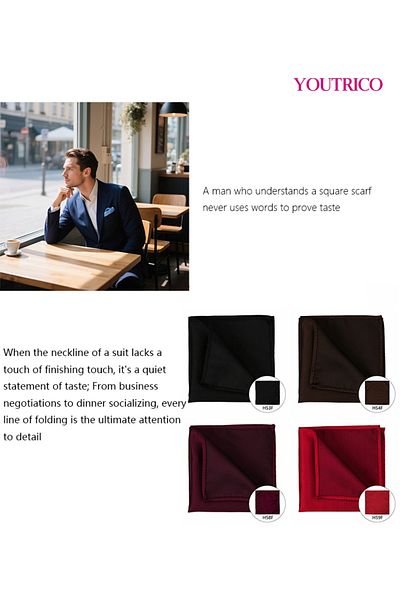 Youtrico Handkerchief-23*23cm,Suit Jacket with Pocket Collar-Foldable Polyester Silk,Portable