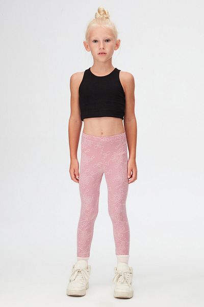 LOVETTI Lilac Flower Pattern Girl's Jacquard Full Length Leggings