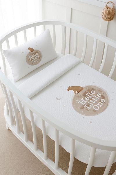 Tuğba Kuğu Pike Set - Pure Baby - Hello Bear - 60 X 100 cm