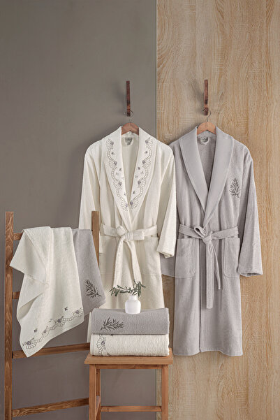 MARİBOR Felisa - Nakışlı Aile Bambu Bornoz Serisi - 6 Parça