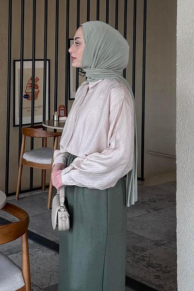 lamelif Siena Linen Hijab Shirt Stone
