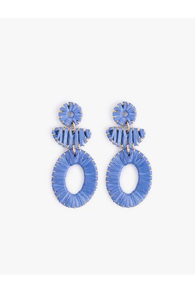 Koton Large Size Geometric Straw Earrings