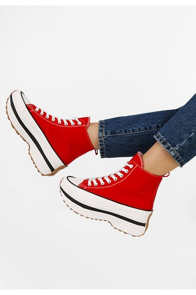 B T Shoes Red Francene platform sneakers