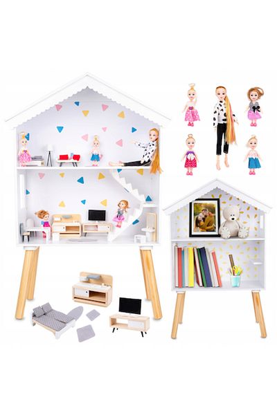 Smart Vibe Casuta din Lemn pentru Papusi Stil Montessori ModernStudio KinderVibe™, Multifunctionala Raft pent