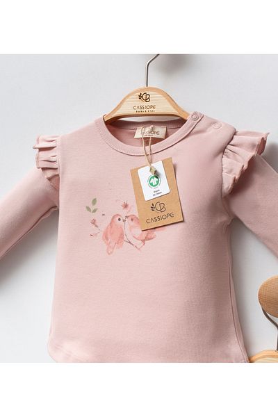 Cassiope Organic 100% Cotton Bird Printed Ruffle Double Set