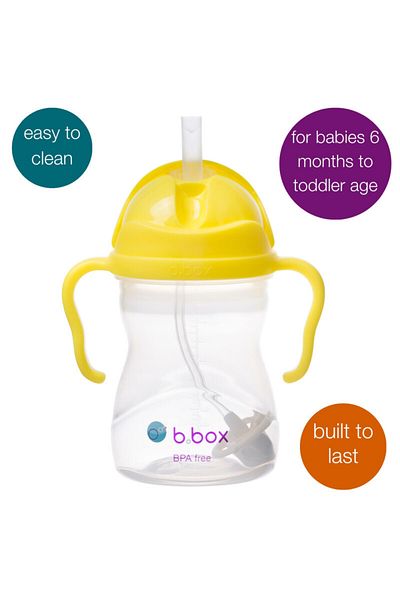 Bbox B.Box Sippy Cup , Drink From Any Angle , Fliptop, Weighted Straw, From 6M+ , 240Ml/8 Oz (Lemon)