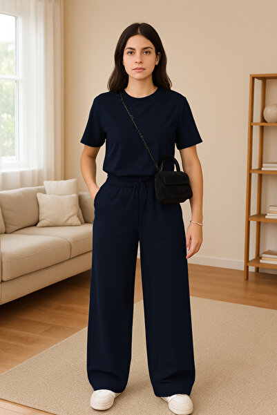 YAKAMEL طقم نسائي صيفي بأكمام قصيرة من الأسفل إلى الأعلى