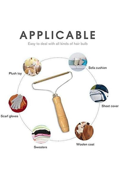 Chang Lint Remover, Metal/wood, Gold/silver/natural, 14 X 18 Cm