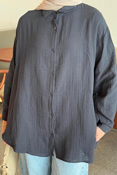 lamelif Муслінова сорочка для мусульманських жінок, темно-синя