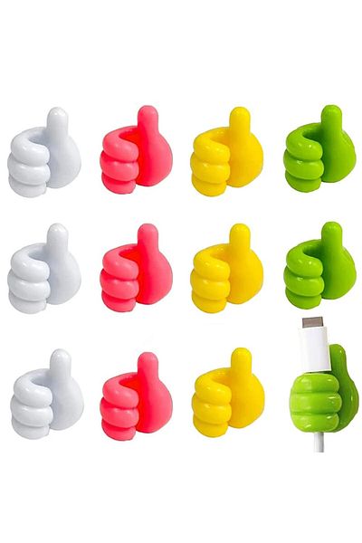 Gerhannery Set de 12 cleme autoadezive pentru cablu Gerhannery, silicon, multicolore, 2,2 x 2,2 x 3 cm