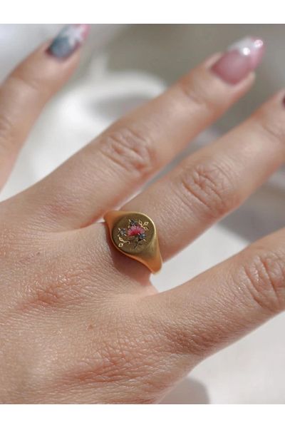 Reorah Collection Vintage Abonica Flower Steel Ring
