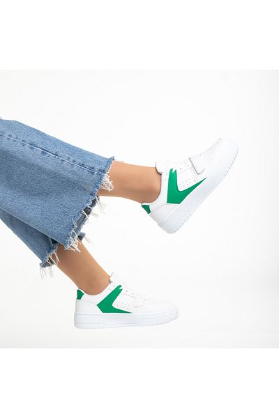 Kalapod Women's white and green sports shoes made of eco-leather Sonal