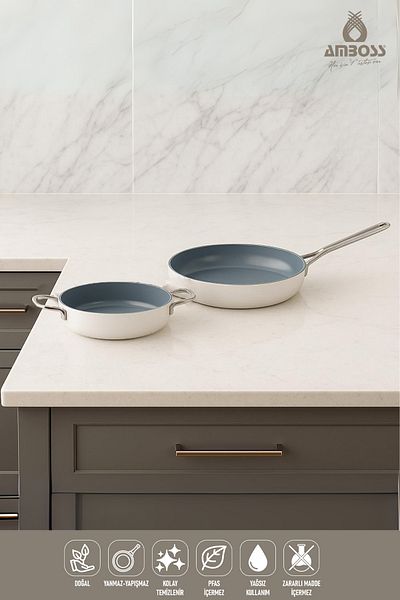 Amboss Sera Nova 2 Piece Ceramic Pan Set – White