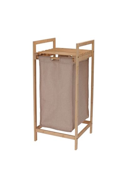 Gift Design Coș de rufe din bambus cu husă textilă – 33x33x73 cm – Soluții pentru baie