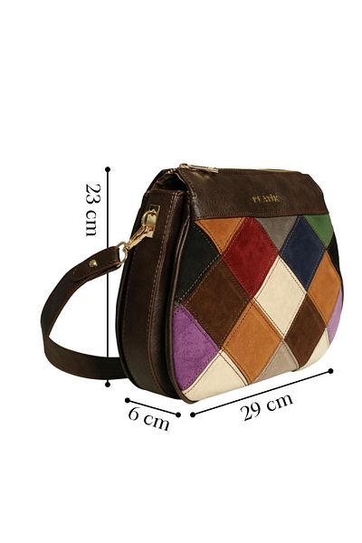 Platin Brown Combination Women's Shoulder Bag