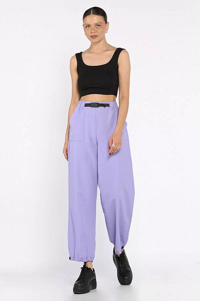 GÜLSELİ Lilac Women's Parachute Pants with Elastic Waist and Legs