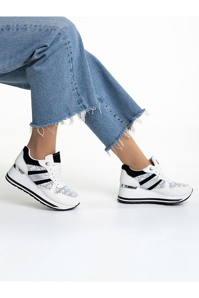Kalapod Women's white and black eco-leather sports shoes Izebel