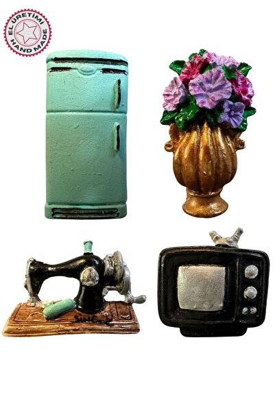 Uretti - Pınar 2572 9953 El Yapımı 4'lü tematik Minyatür Eşyalar Magnet