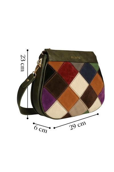 Platin Khaki Combination Women's Shoulder Bag