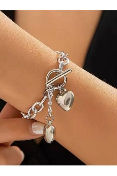 Eyelashes Silver Heart Steel Bracelet