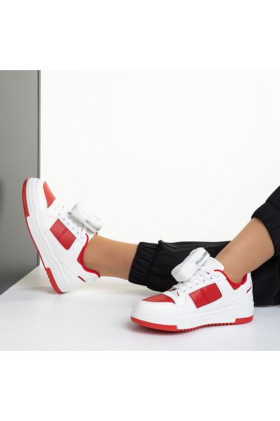 Kalapod Women's white and red sports shoes made of eco-leather Inola