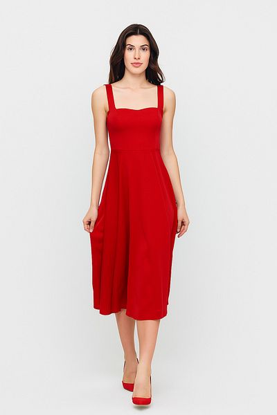 Ceylen Square Neck Midi Length Double Dress