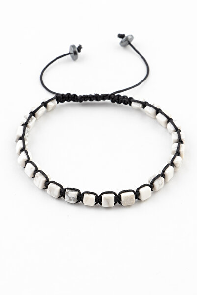 Sortie Aksesuar Natural Stone Macrame Braided Hematite Height Adjustable Brac...