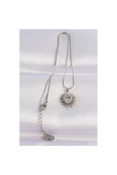 Skygo 316L Steel Chain Silver Color Heart Sun Design Necklace - Tj-Bko8658
