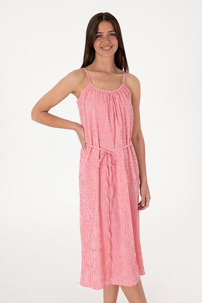 U.S. Polo Assn. Women's Pink Striped Midi Length Woven Dress 50306884-Vr167