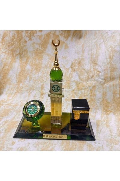 Generic Crystal sculpture of the Holy Kaaba and the clock tower with a view of the clock