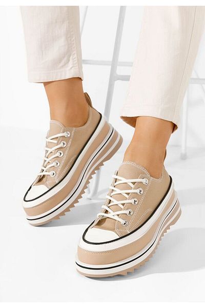 B T Shoes Menola khaki platform sneakers