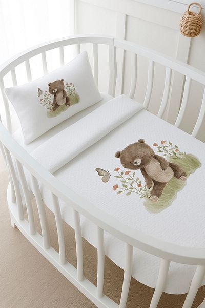Tuğba Kuğu Pike Set - Little Baby - Little Bear - 80 X 120 cm