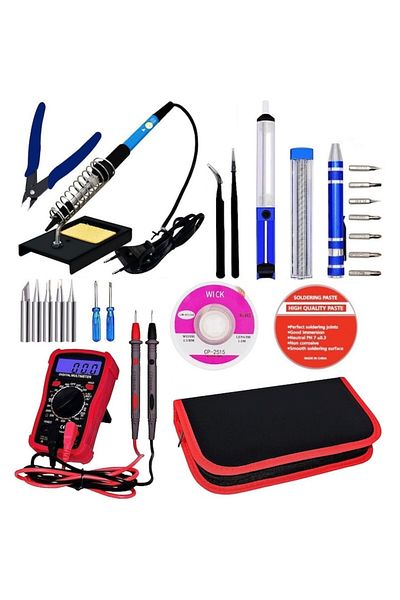 OEM Soldering Kit, 60W Letcon Set, Adjustable Temperature Soldering Kit, Digital Multimeter