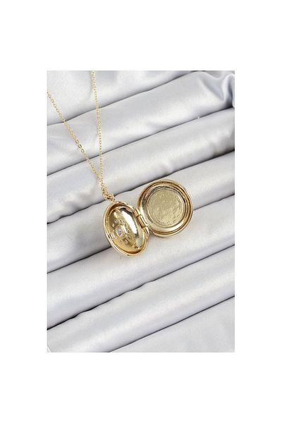 Skygo 316L Steel Chain Openable Locket Model Zircon Stone Gold Color Women's Necklace - Tj-Bko10240