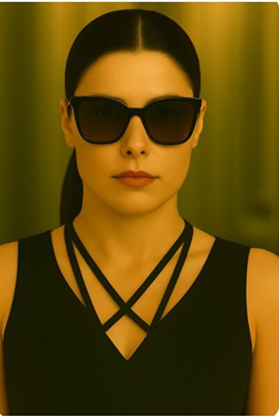 Merand Geometric Gold Black Bone Frame Black Glass Women's Sunglasses