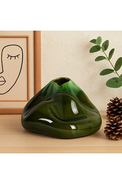 Qerhome Διακοσμητικό Κεραμικό Βάζο Βουνού Σειρά Emerald