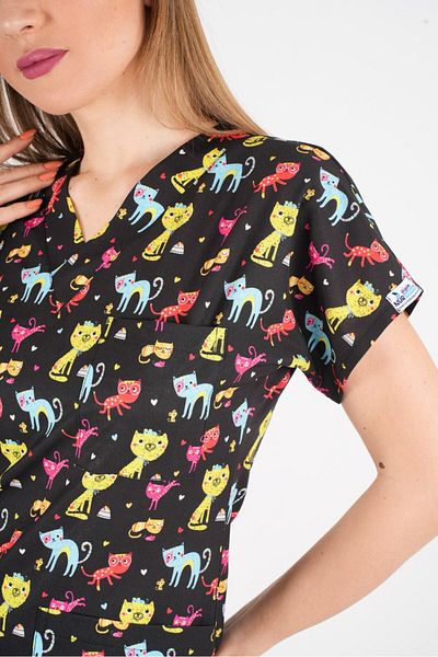 Nur Medikal Giyim Unisex Cool Cats Club Model Doctor Asistentă Spital Bucătar Bucătărie Scrubs Uniformă unică