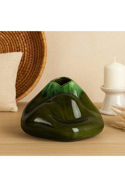 Qerhome Διακοσμητικό Κεραμικό Βάζο Βουνού Σειρά Emerald