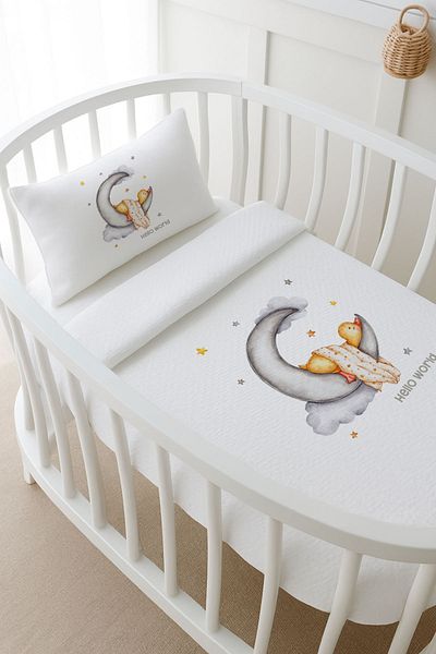 Tuğba Kuğu Pike Set - for Baby - Duck Sleeping on the Moon - 80 X 120 cm